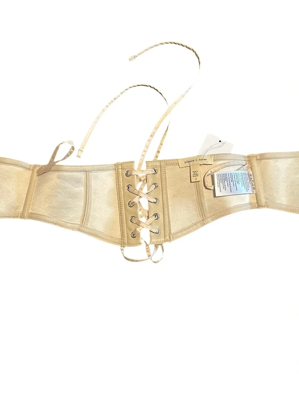 silence + noise nude Cream Lace-Up Waist Corset Belt